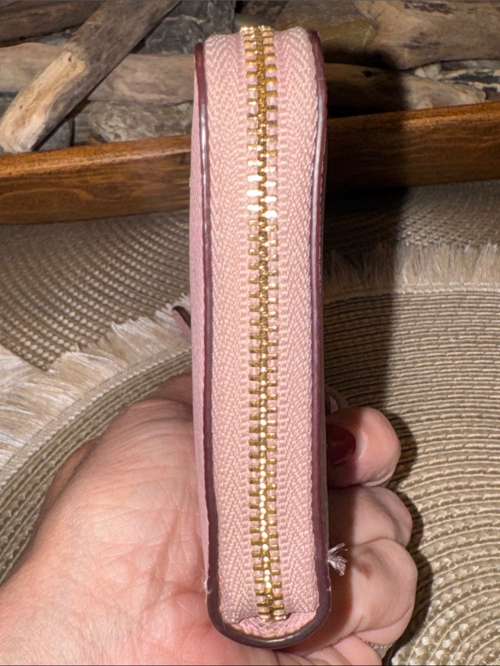 Coach Pink Zip-Around Wallet with Gold Hardware - Picture 5 of 9